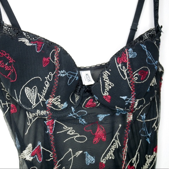 Moschino lingerie black logo bra love embroidery - Picture 2 of 7